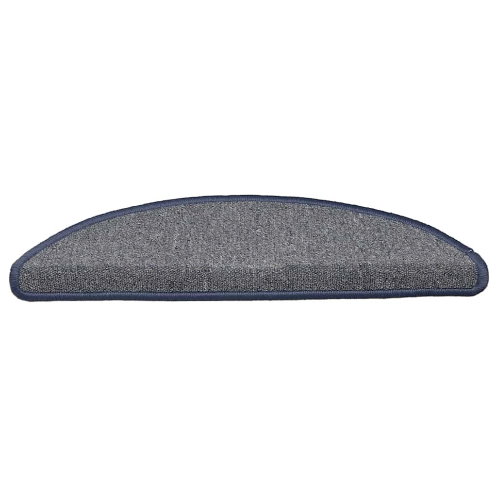 vidaXL Tapis d'escalier 30 pièces 56 x 17 x 3 cm Gris clair et bleu Demi-rond - 3