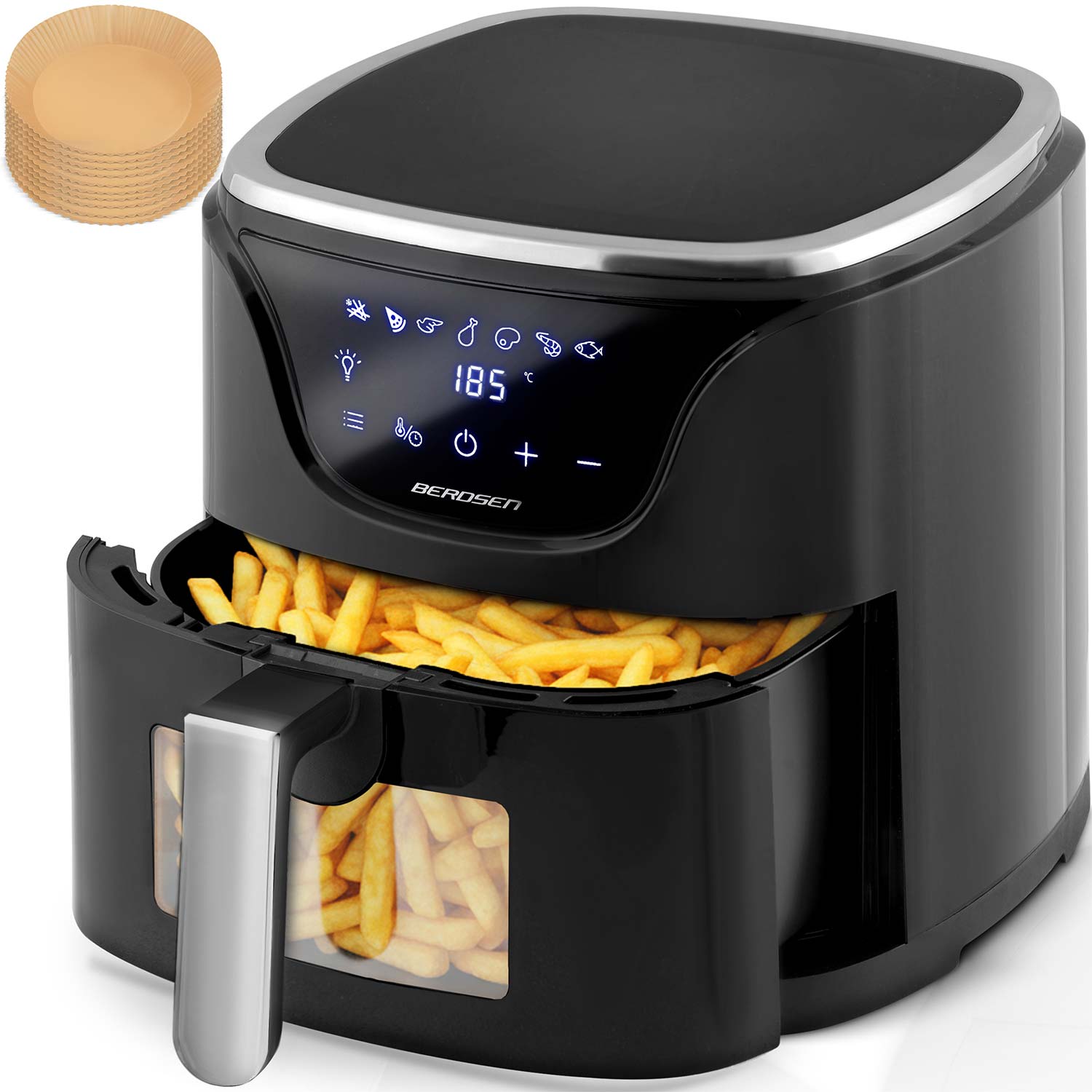 Frytkownica beztłuszczowa Berdsen 5l air fryer 1500W BD-652 czarno-srebrna