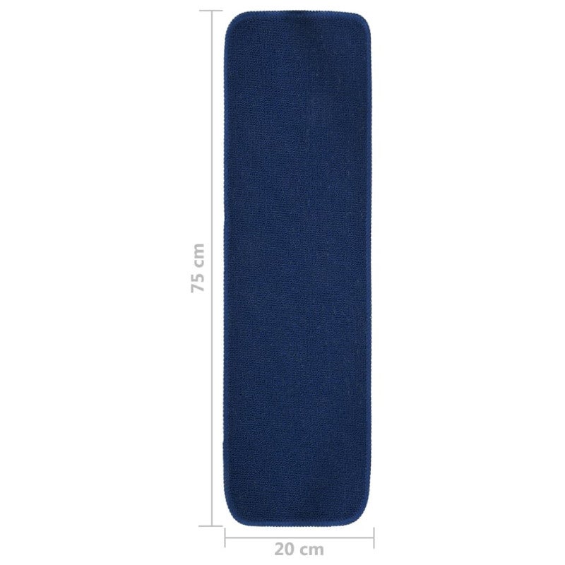 Tapis d escalier 15 pcs 70x20 cm Bleu marine Rectangulaire - 6