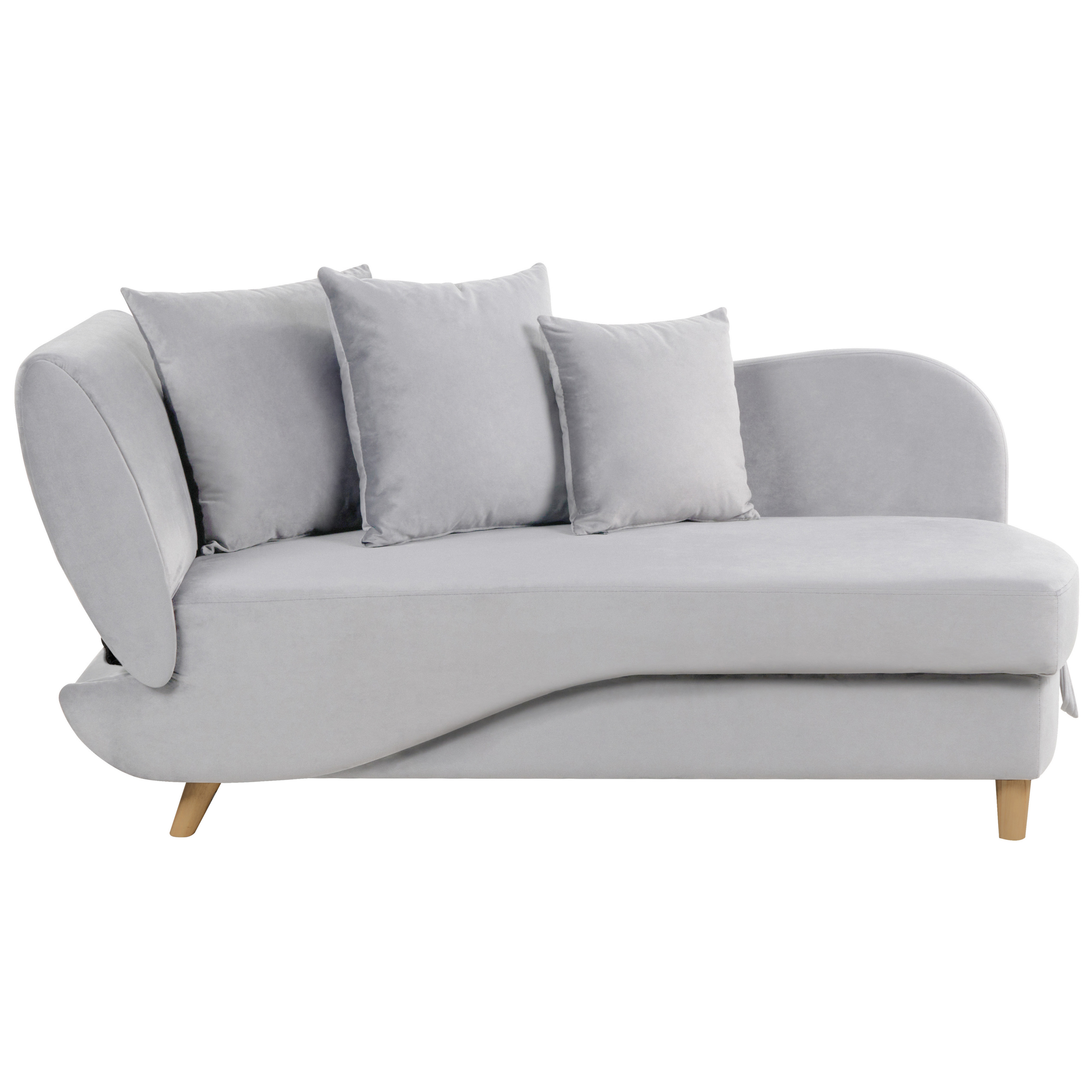 Beliani chaise longue de terciopelo gris claro izquierdo con almacenaje meri ii