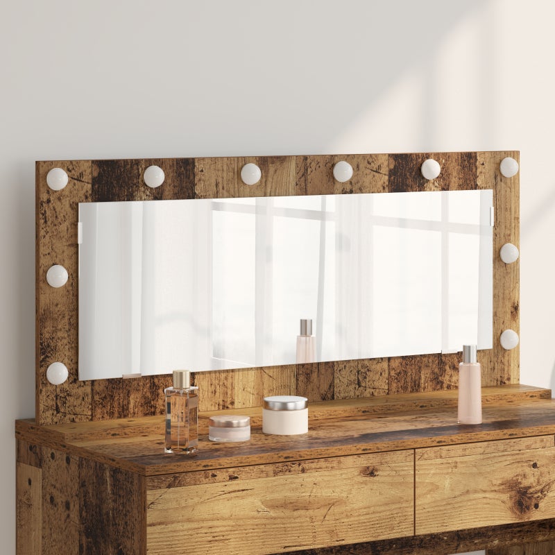 Zdjęcia - Lustro ścienne VidaXL Lustro toaletowe Ze LED Lights Stare drewno 100 x 45 x 18 cm