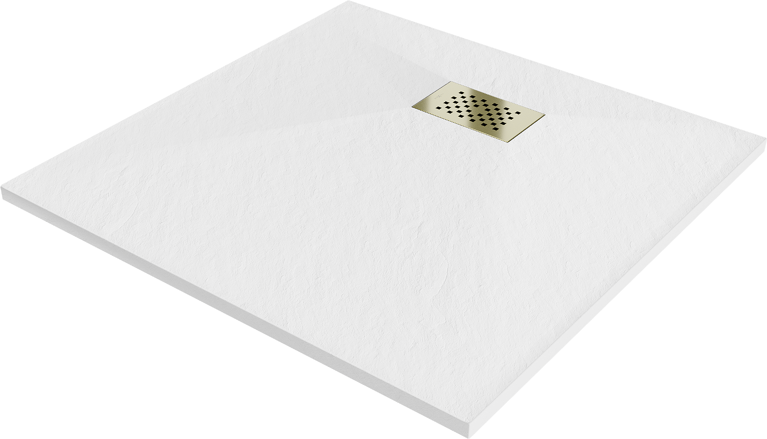 Mexen Hugo brodzik kwadratowy SMC 80 x 80 cm, biały, maskownica złota - 42108080-G