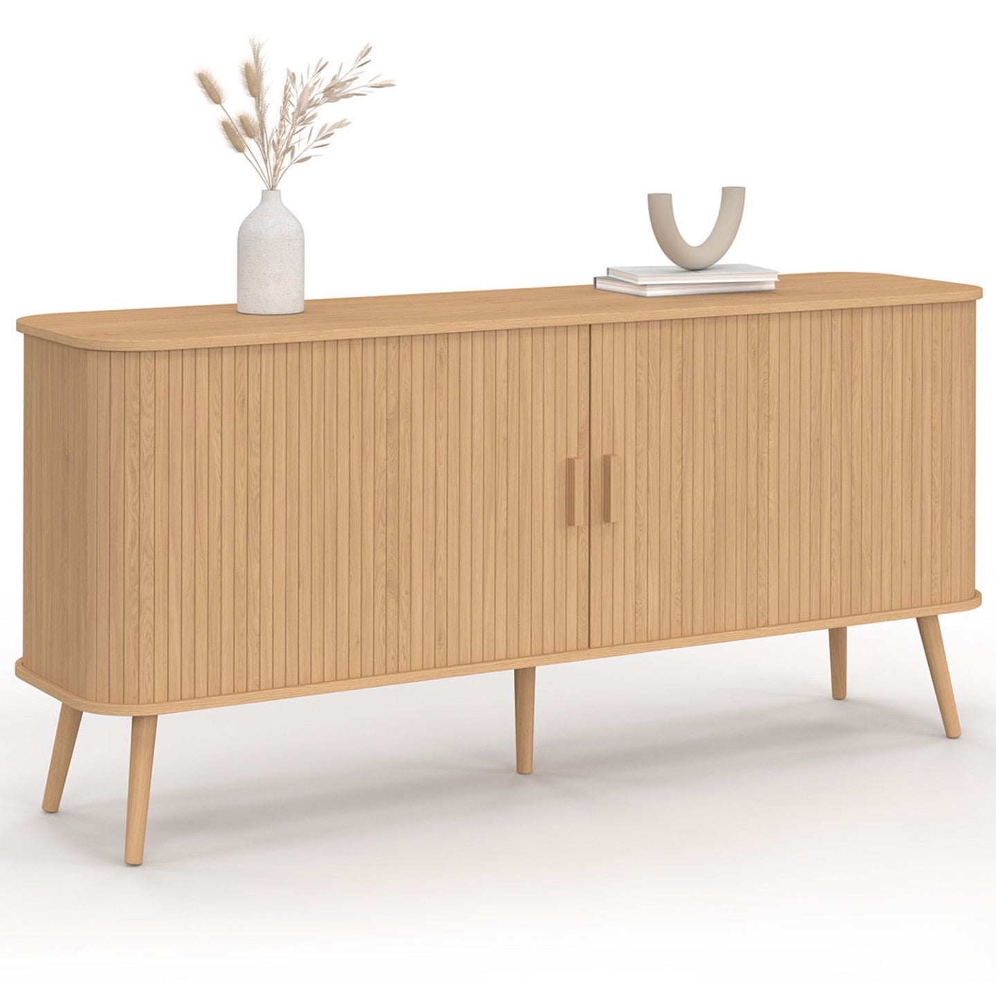 Buffet 160 cm ROMIE XXL effet lattes 2 portes coulissantes - 2