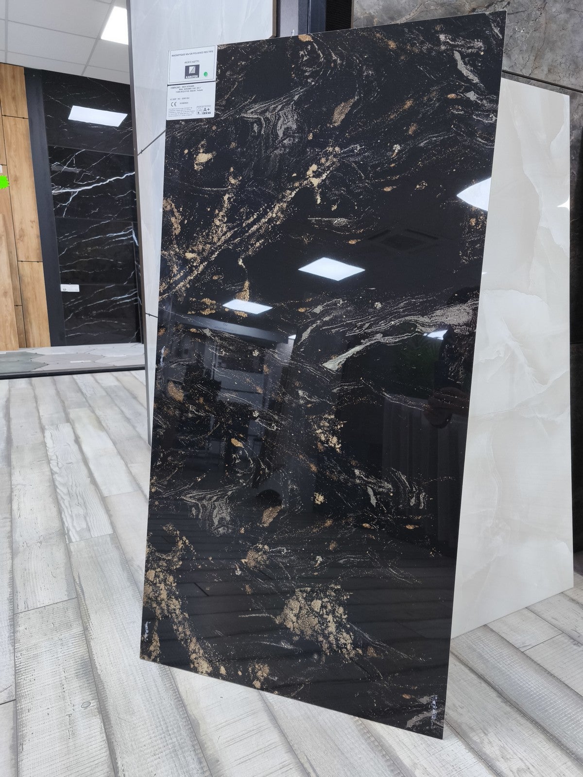 Carrelage sol/mur effet marbre noir MAGNEFIQUE BRILLANT L.120 x l.60cm - 4