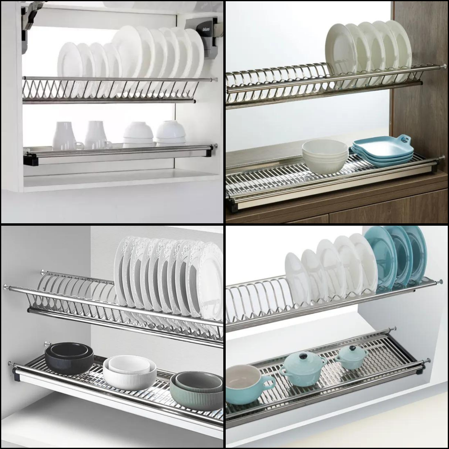 Para módulo de 90CM Escorredor de louça em aço inox embutido com molas reguláveis Para armário suspenso Kit com colector de pingos e grelha de vidro - 4