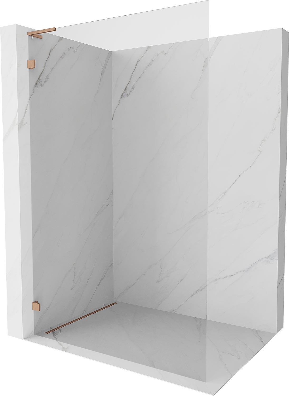 Mexen Lunar L ścianka prysznicowa Walk-in lewa 100 x 200 cm, transparent 8 mm, miedź szczotkowana - 830L-100-000-65-00-L