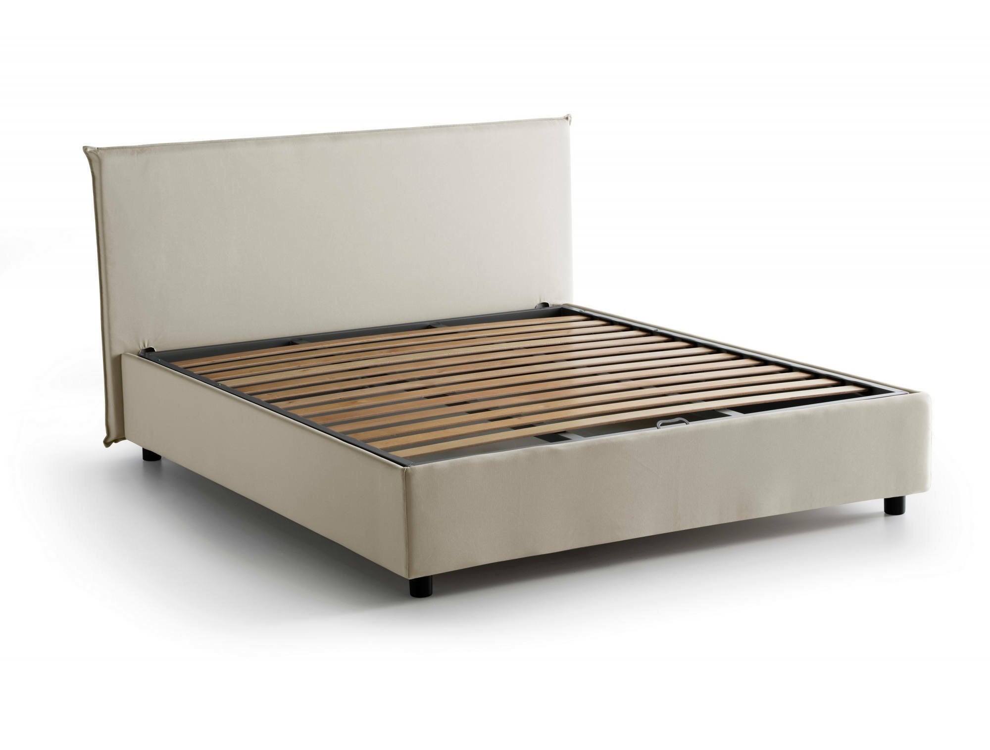 Lit double Made in Italy, Matelas inclus déhoussable, Coffre, Beige - Anassimene - 8