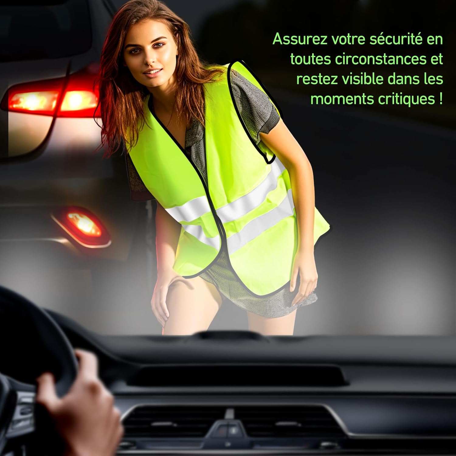 Lot De 2 Gilets Haute Visibilité Jaune Fluo – Bandes Réfléchissantes 5 Cm, Polyester Imperméable – Pour Voiture, Chantier, Sécurité Nocturne