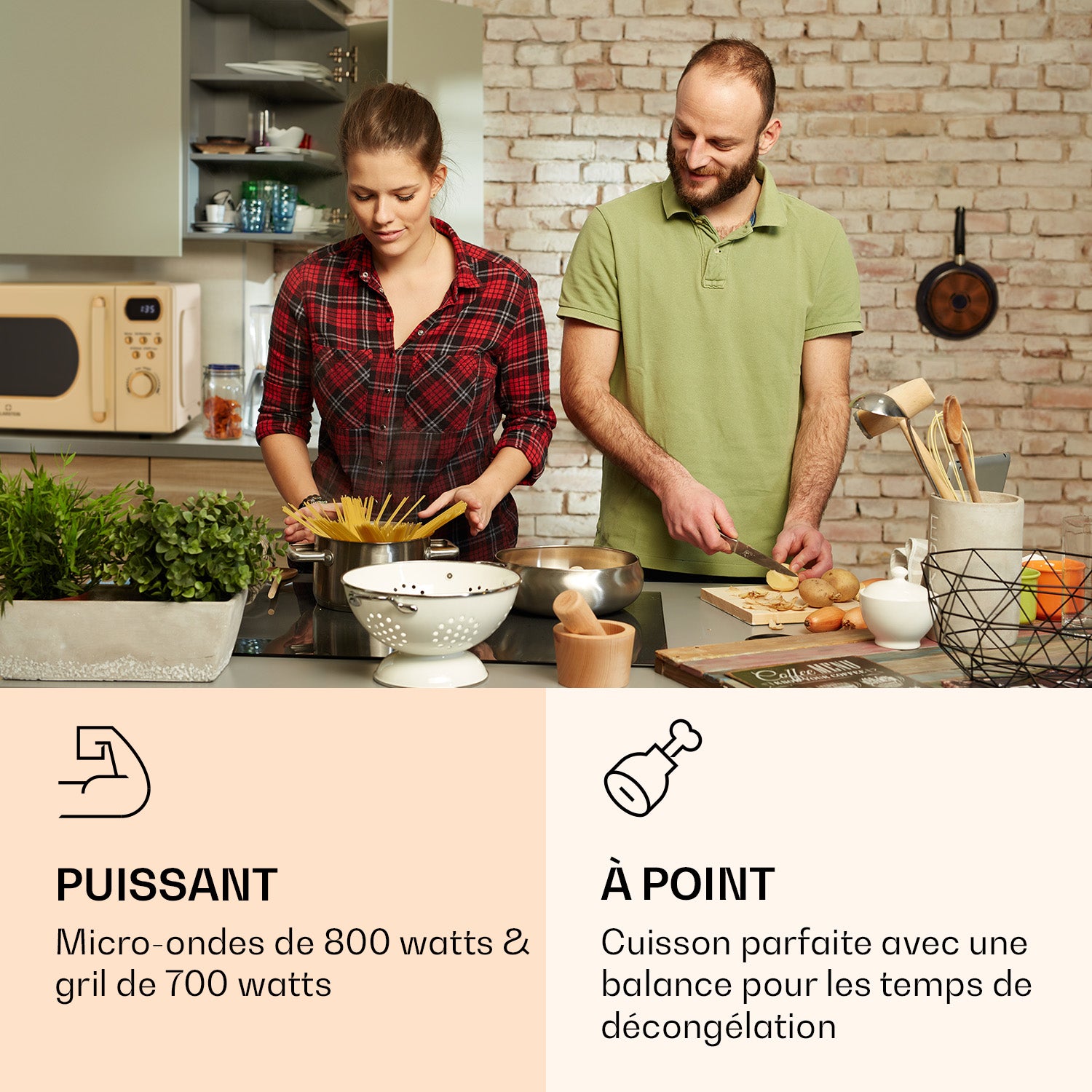 Micro-ondes avec grill - Klarstein julieta 20l - 700 / 800 w - 8&nbsp;programmes - crème - Crème - Crème - 2