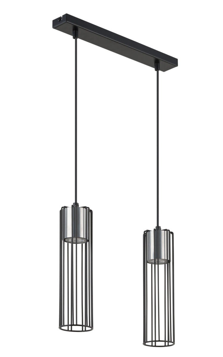 Lampa wisząca Fobia czarno-srebrna 2xGU10x25W dekoracyjna wym: 80 x 38 x 7,5 cm metal SIGMA