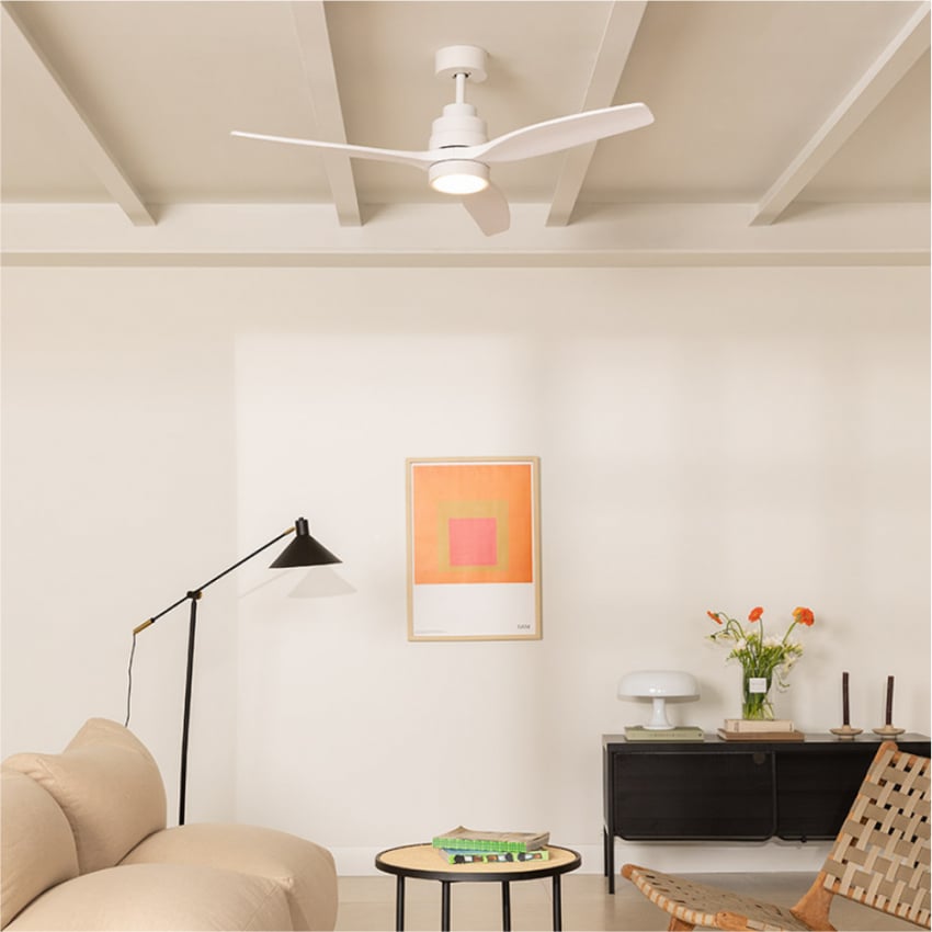 Ventilatore Da Soffitto, Eco Interior WE-NT, 142cm, Pale In Legno Naturale Bianco Motore Dc Design Casafan 4024397377084