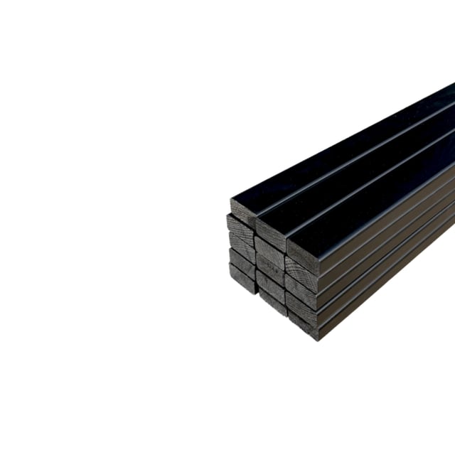 Lot de 15 Tasseaux Pin Abouté Peint Noir, L.250 cm x l.2 cm, Ep.4 cm