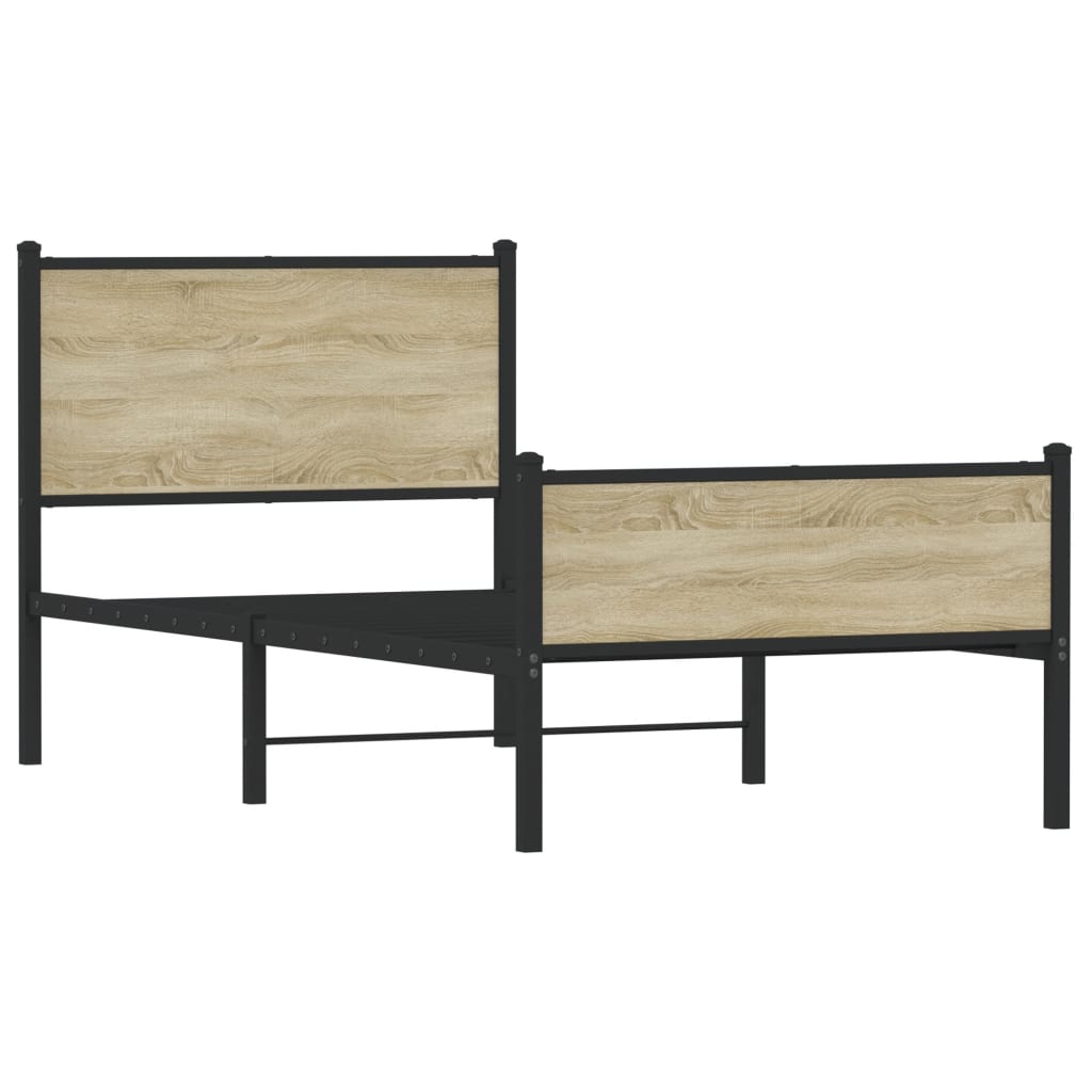 Cadre de lit en métal sans matelas, chêne, pour la chambre, 80 × 200 cm - 3