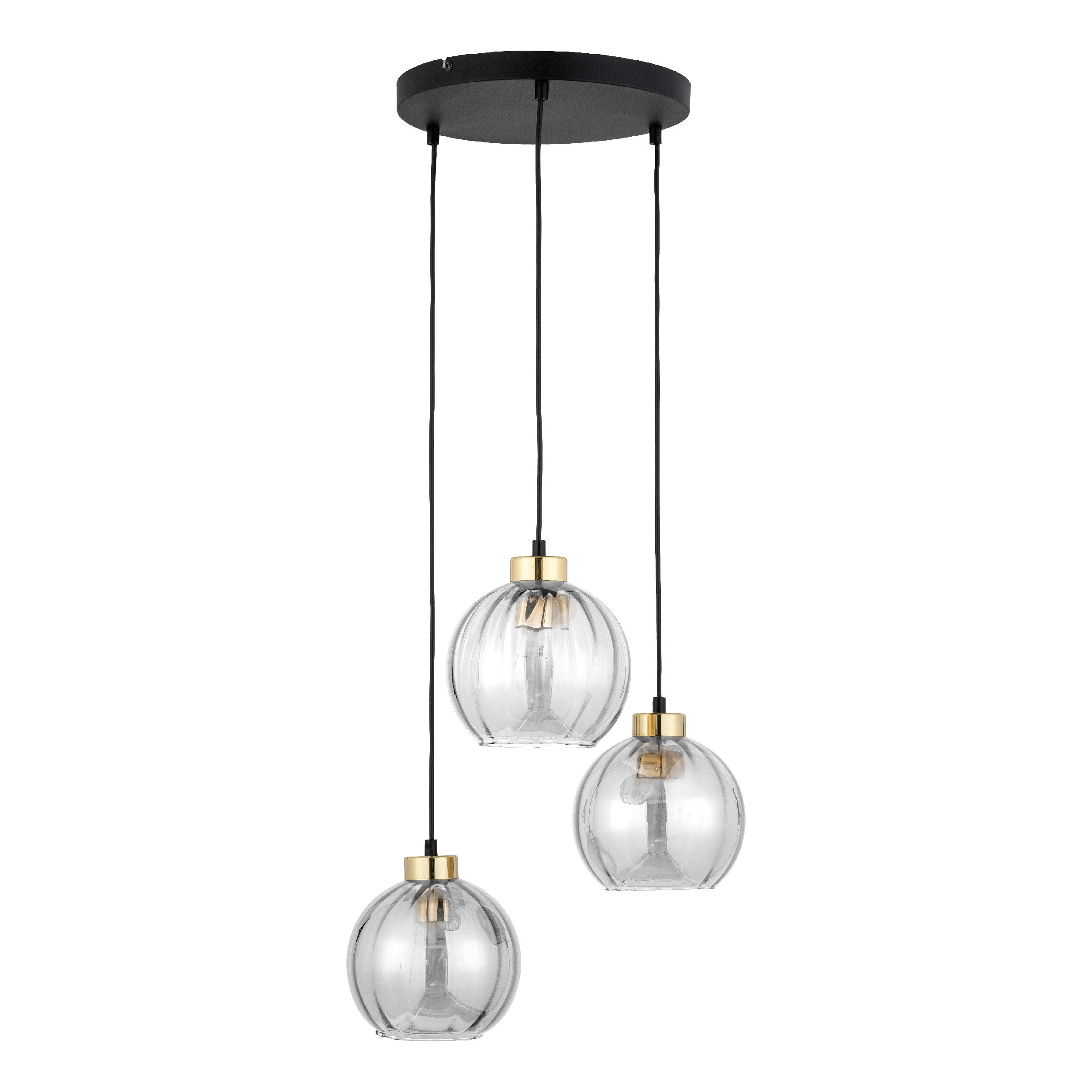 Lampa wisząca Devi czarno-przezroczysta-złota 3xE27x15W wym: 95 x 35 x 37 cm szkło TK Lighting
