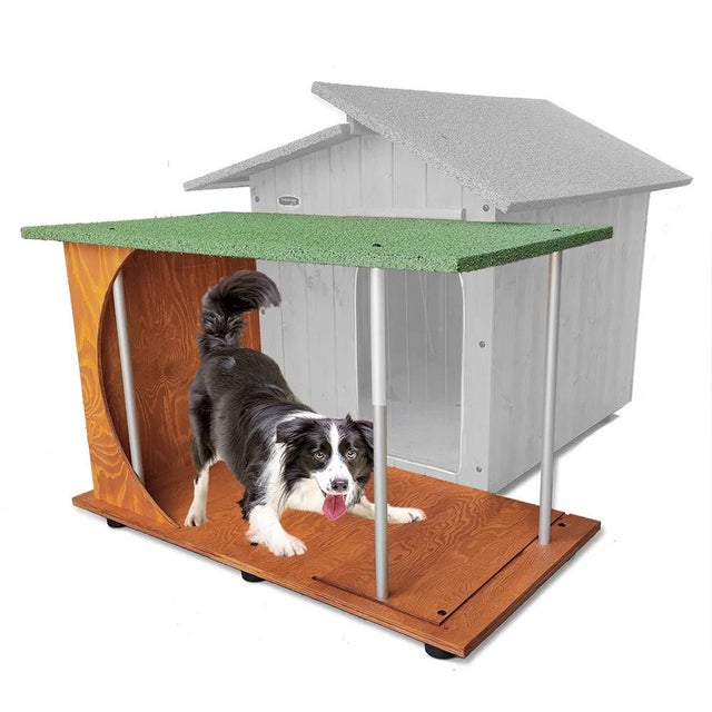 Niche Pour Chien Isolée Et étanche Outentin XL - Maison En Bois De Chêne Pour Grand Chien, Dimensions 123x105x73 Cm, Avec Terrasse Et Toit Plat