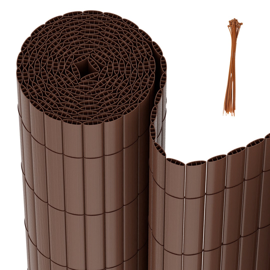 Mata PVC do użytku zewnętrznego – Ochrona przed wiatrem i promieniami UV, łatwa w czyszczeniu Brązowy 120 x 600cm