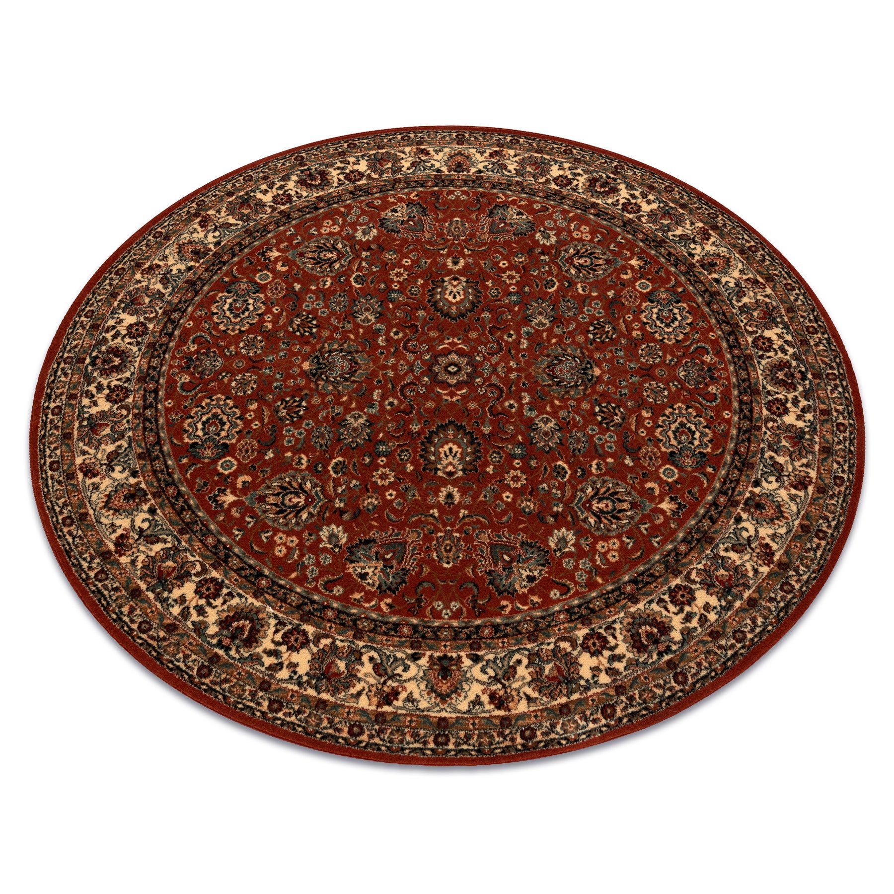 Dywan wełniany KASHQAI 4362 200 koło ornament bordo / beż koło 120 cm