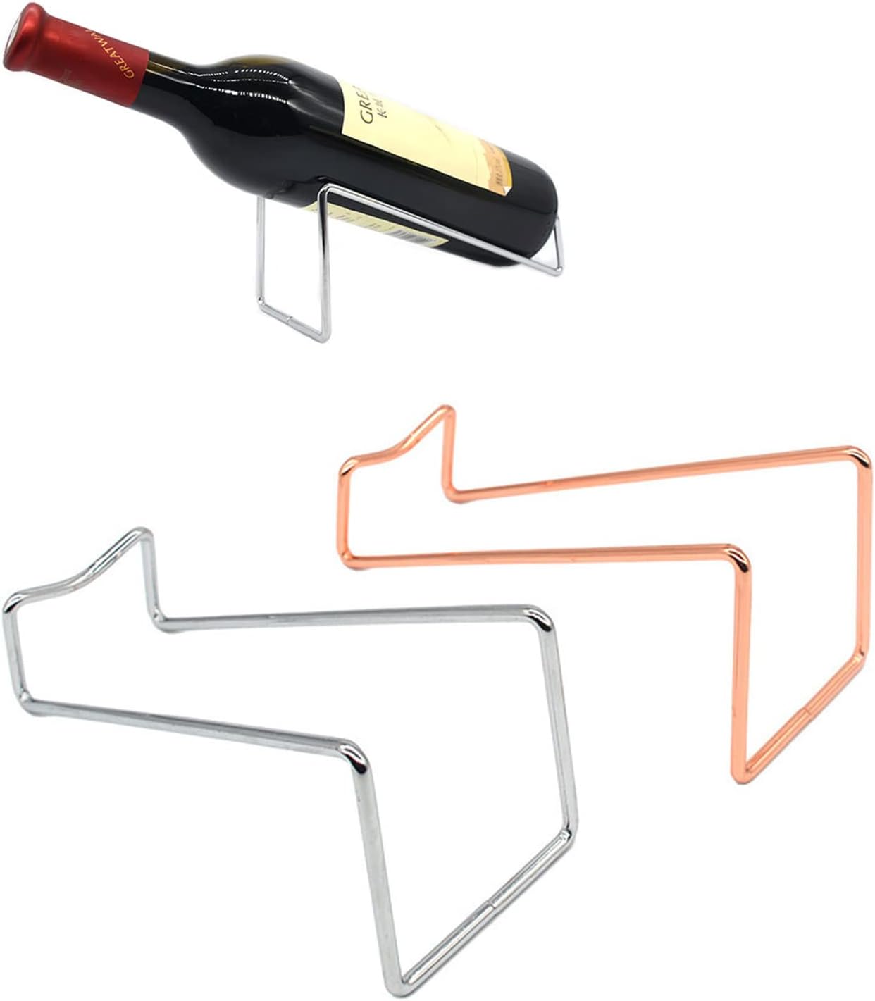 2 metalowe stojaki na wino, gotowe do użycia, metalowy organizer na butelki, stojak stołowy do baru lub piwniczki na wino.