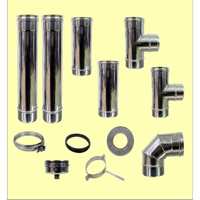 Canna fumaria tubi per stufa a pellet scarico fumi in acciaio pesante 80 mm eB