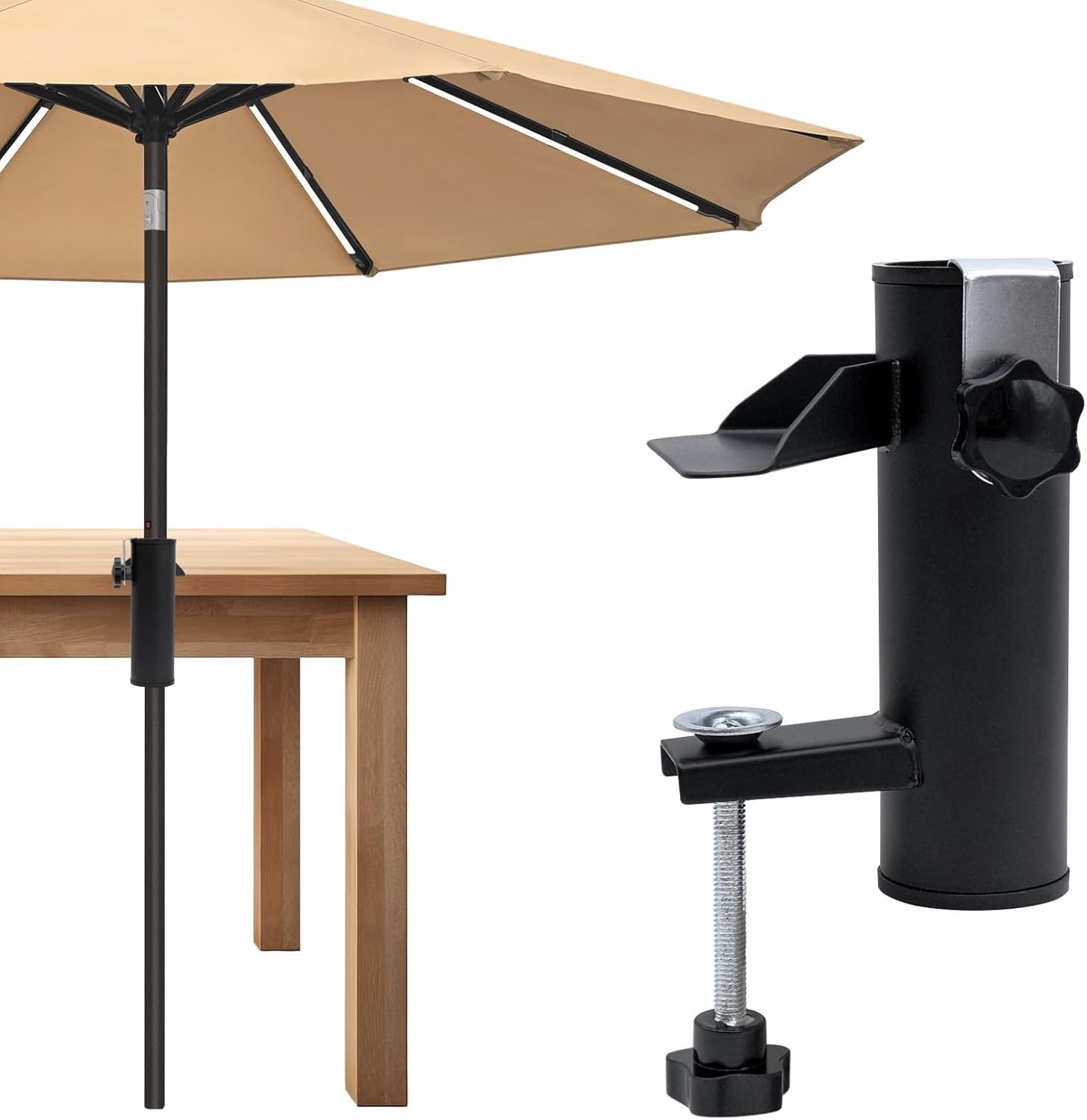Table D'appoint Pour Parasol - Ronde - Résine Noire - Neuve