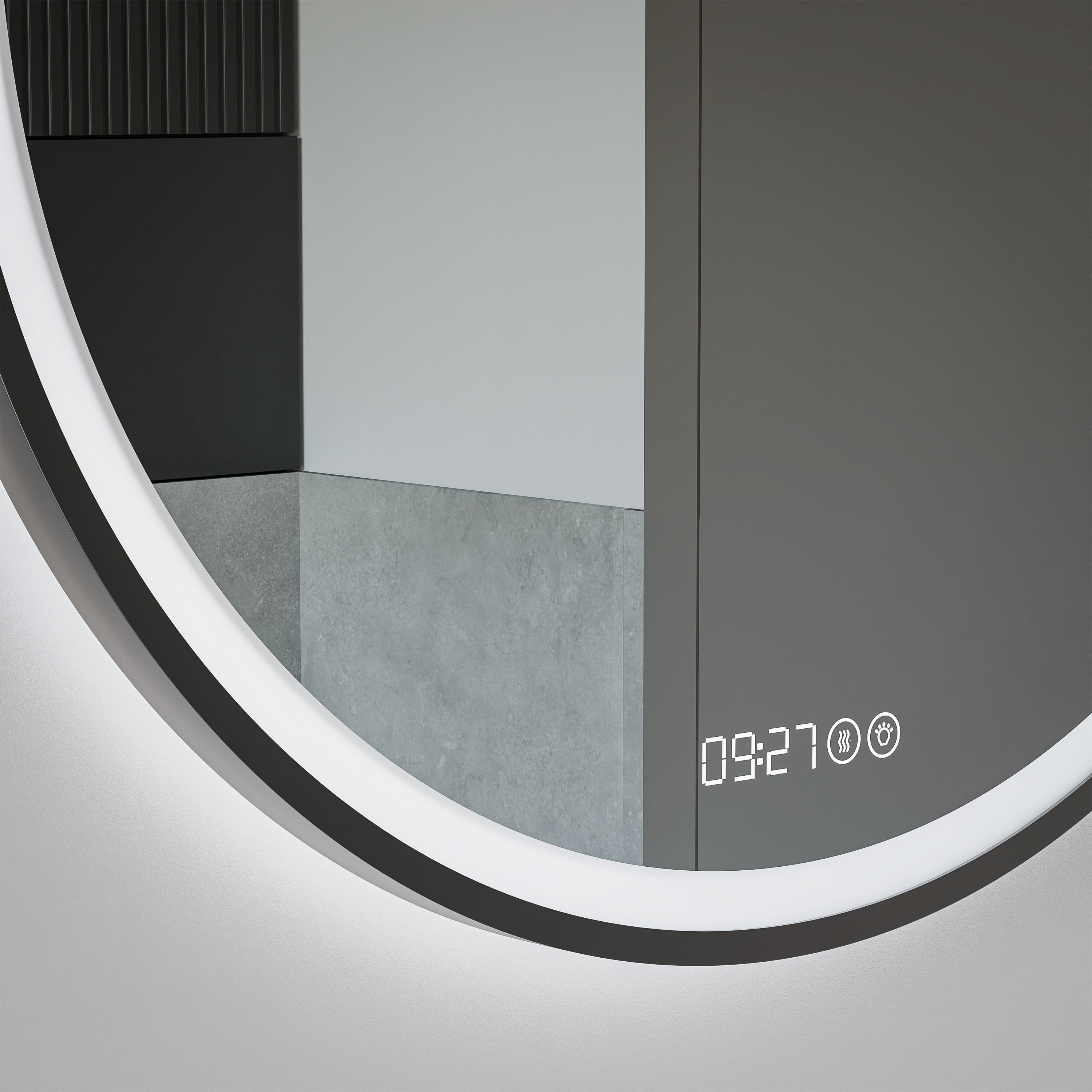 BERNSTEIN - Miroir rond design éclairages LED avec bouton tactile, réglage de lumière, anti-buée et horloge, salle de bain - 8232-2.0 - Ø 60cm - 4