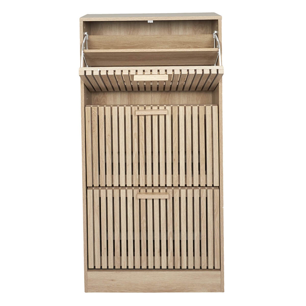 PAJAN - Meuble à Chaussures 3 Portes Basculantes Effet Bois avec Tasseaux - 5