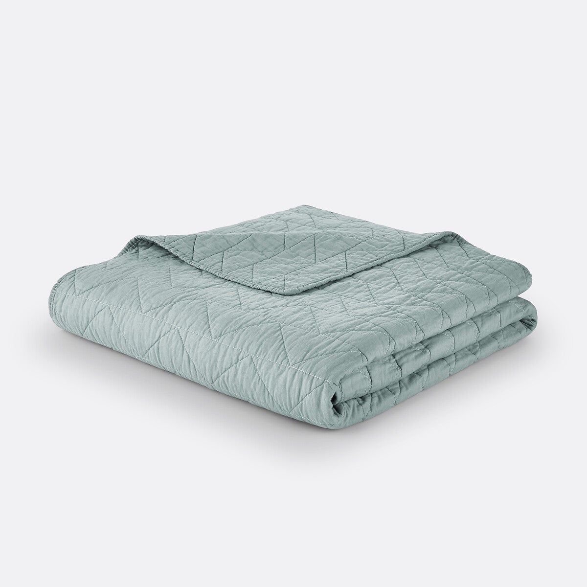 Couvre lit boutis matelassé coton Zig Zag Scenario - Céladon - 150 x 150 cm - 5