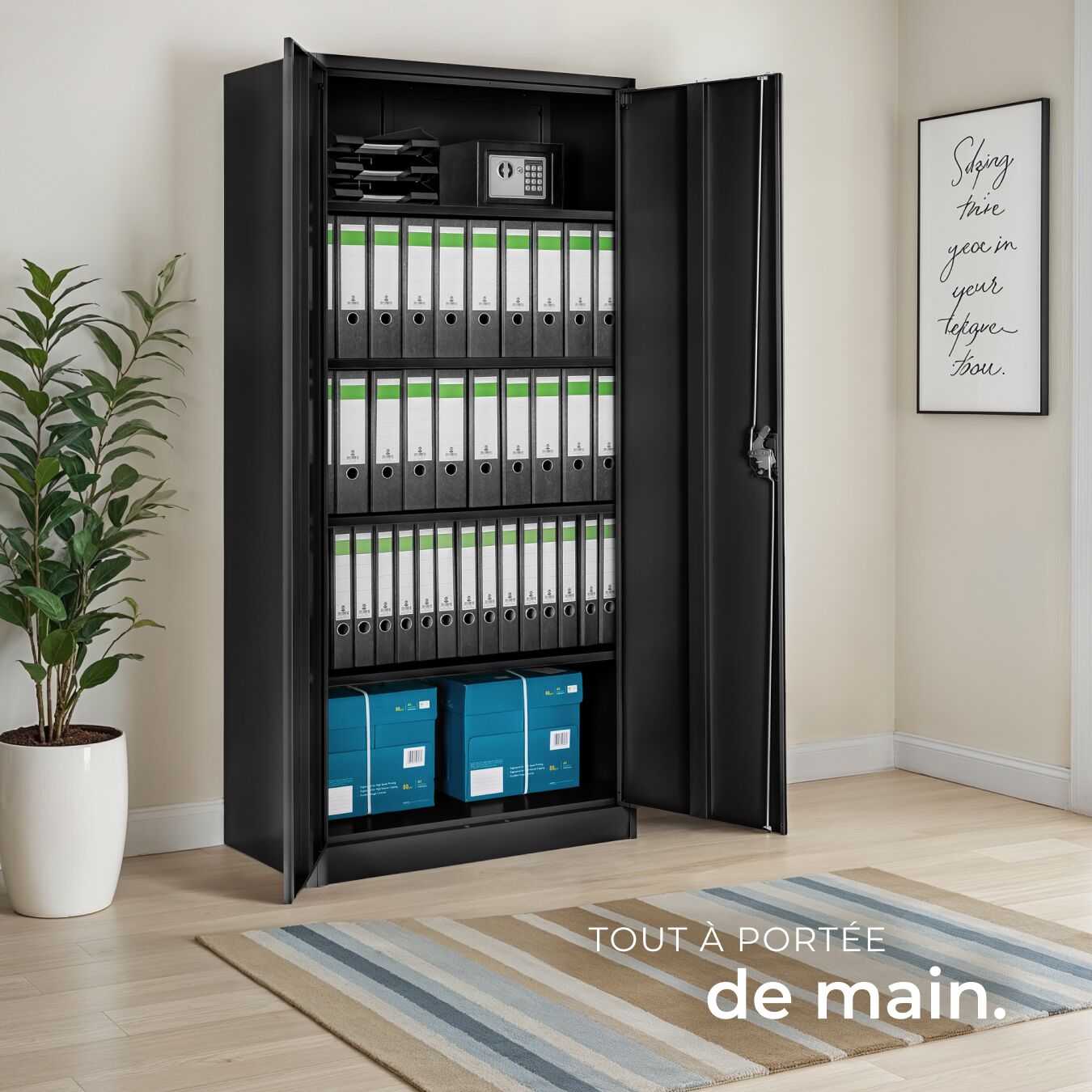 Armoire en métal verrouillable, étagères réglables, noir 180 x 90 x 40 cm TECTAKE - 8