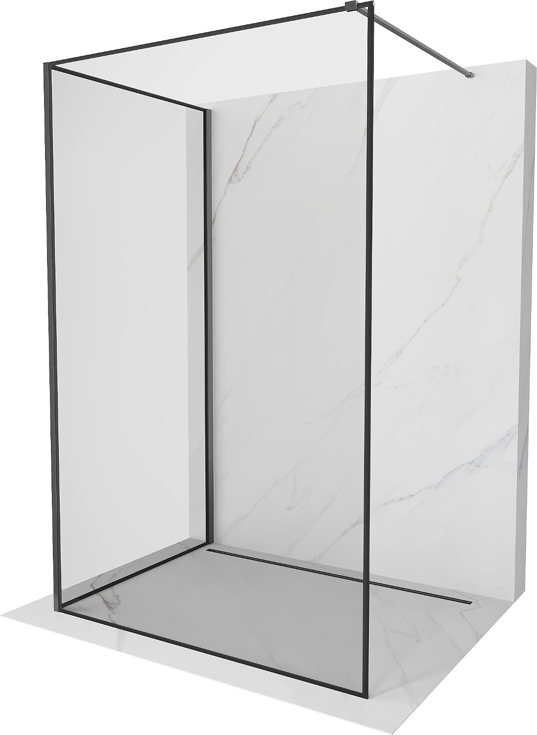 Mexen Kioto ścianka prysznicowa Walk-in 140 x 110 cm, czarna ramka, gun gray szczotkowany - 800-140-212-66-70-110