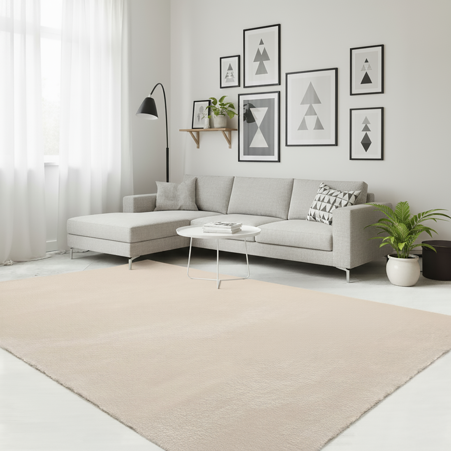 RUGURA - Alfombra Salón Moderna Unicolor Lavable Antideslizante Pelo Corto y Suave 150x220cm Beige - 2