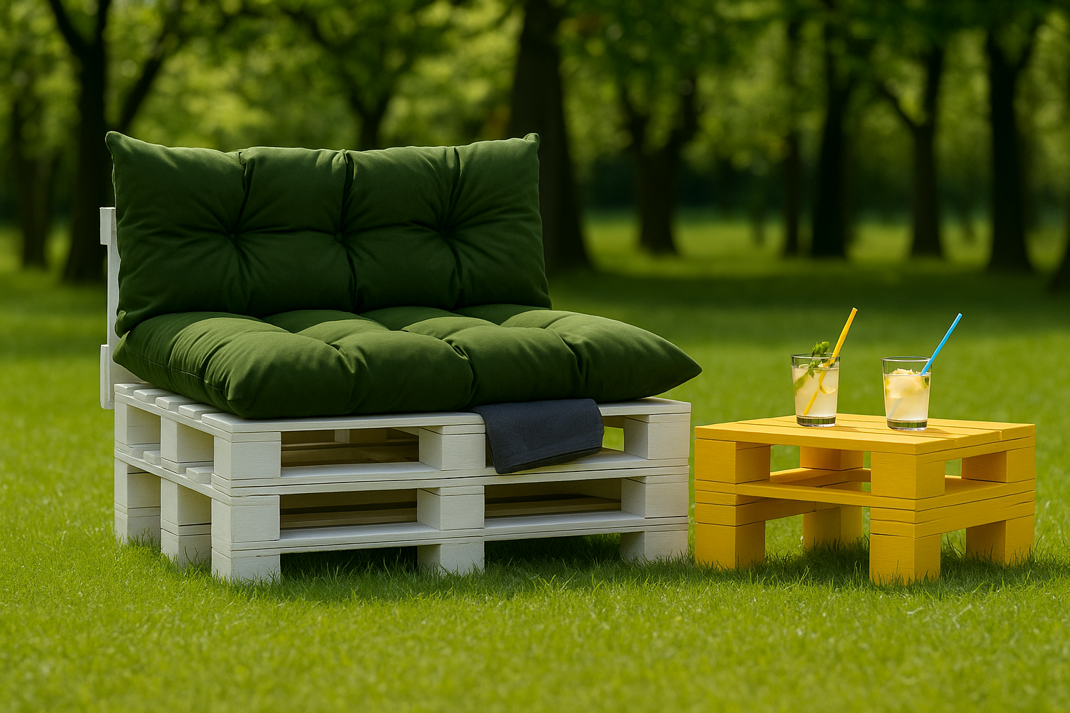 Set coussins pour palettes 120x60 avec dossier 120x50 vert – coussins canapé extérieur, matelas palette jardin confort premium - 3