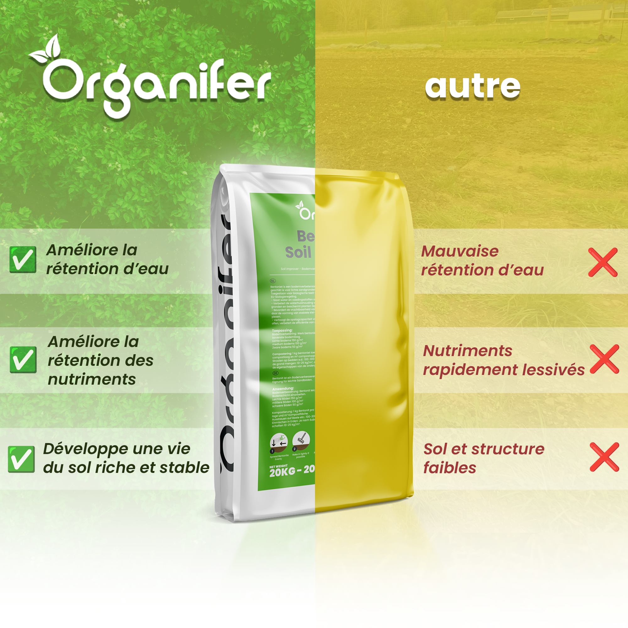 Bentonite Argile - Amendement De Sol - 20 Kg Pour 200 M2 - Organifer - 3