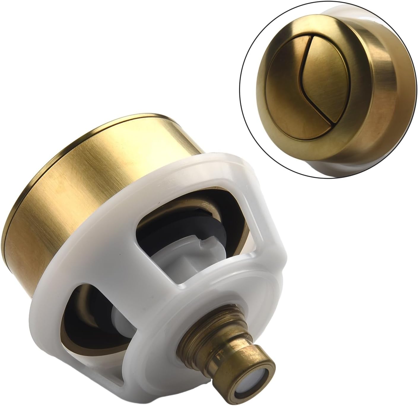 Bouton Doré Poussoir Chasse d'Eau – Rechange WC, Finition Or Brossé pour Réservoir à Câble Caché - 3
