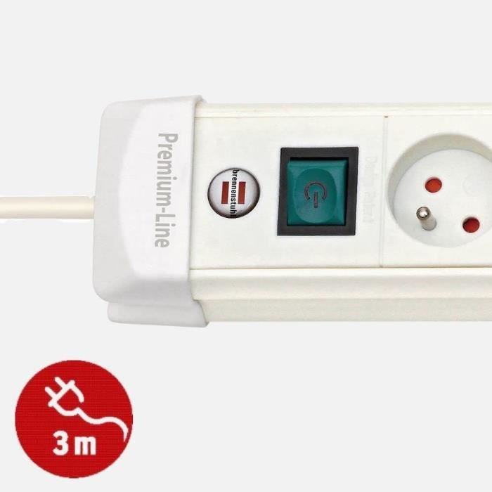 Bloc multiprise Premium Plus 8 prises 3m avec interrupteur BRENNENSTUHL - 4