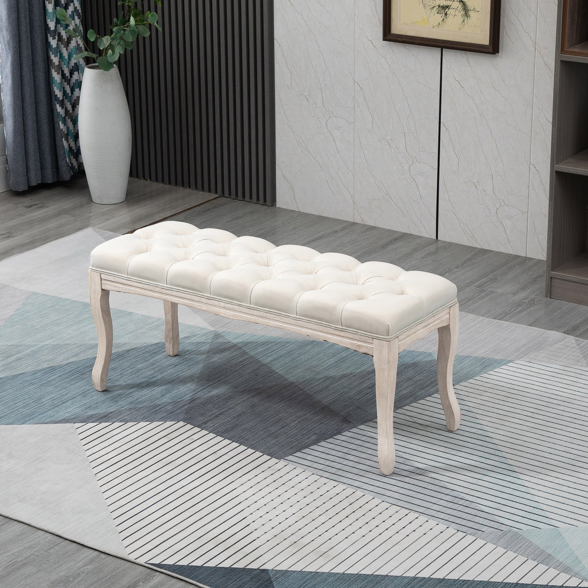 Lit double rembourré 140x190cm - avec dossier souple - Tissu de lin - Gris