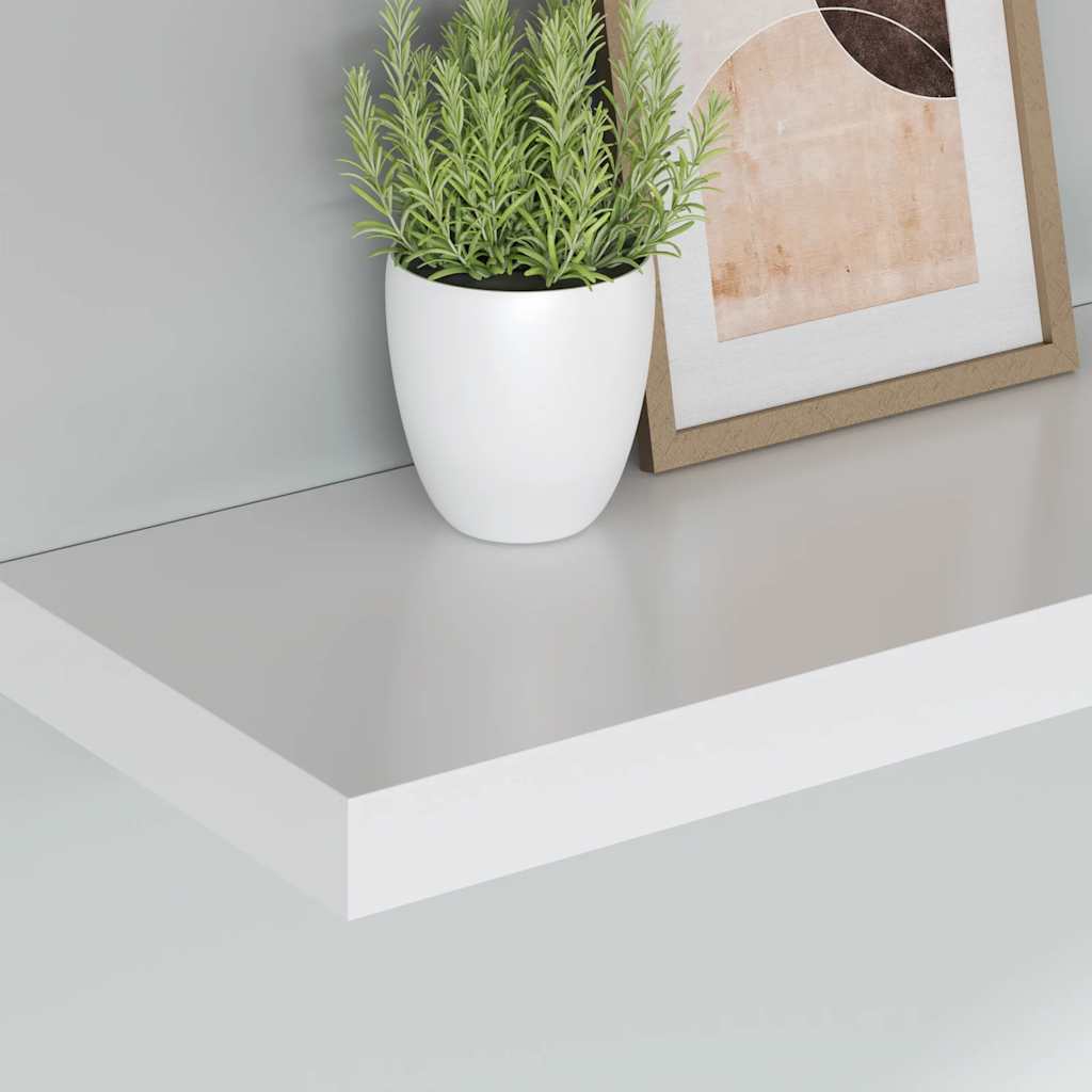 Étagère murale flottante - Fixation invisible - MDF et métal - Blanc ...