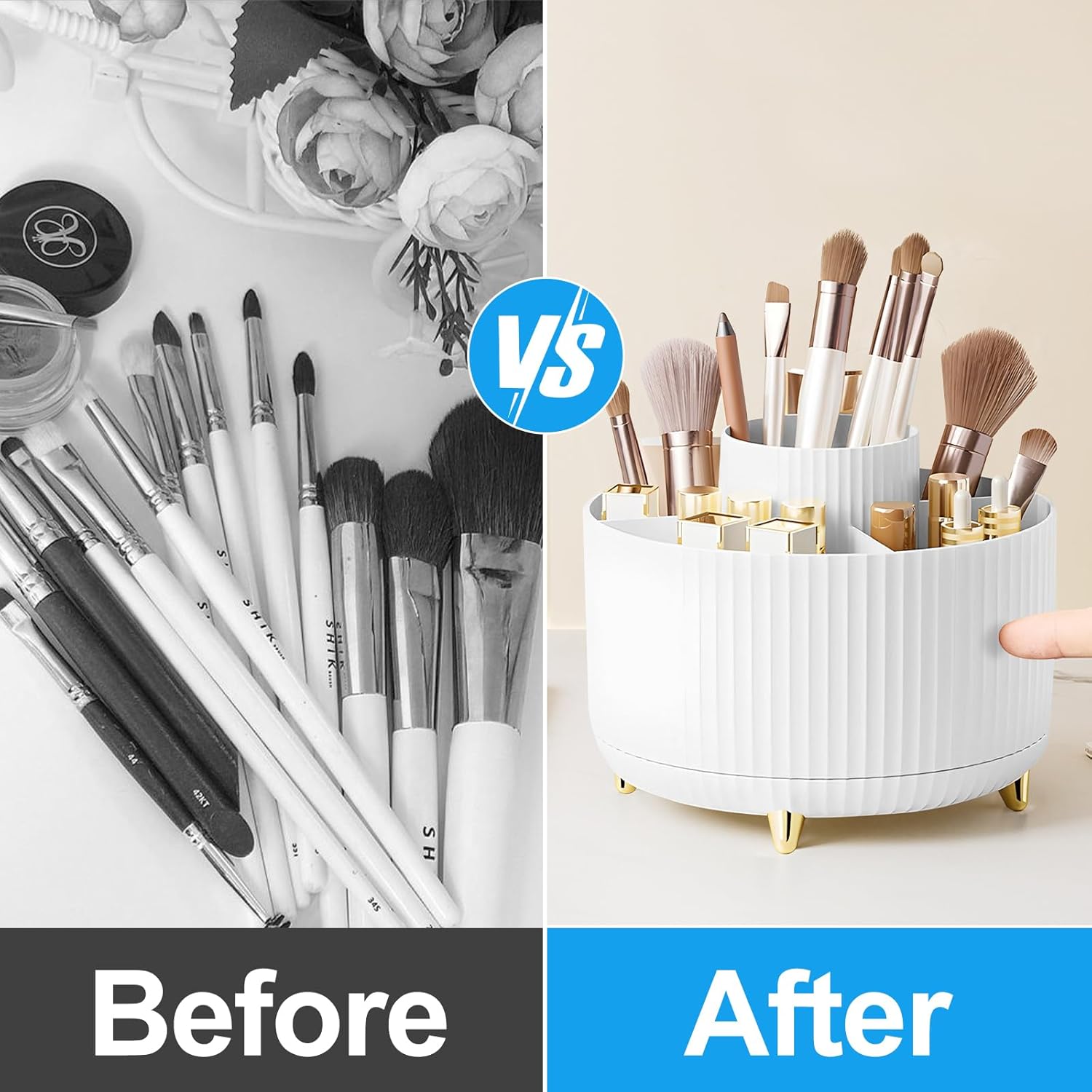 Rangement Maquillage, Boite Skincare Organisateur Coiffeuse Boite, Pinceaux Organizer Makeup Make Up Organiser Rotatif, - 4