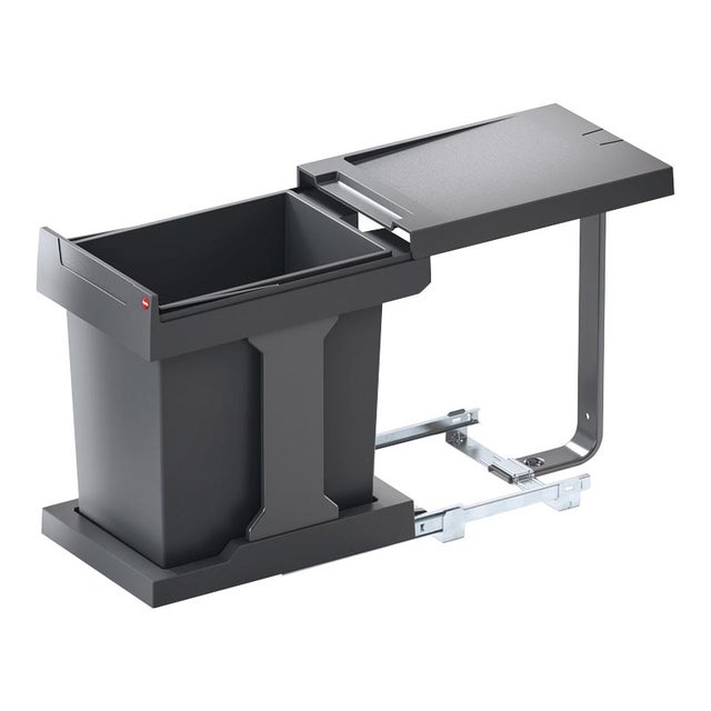 Poubelle de cuisine coulissante encastrable sous évier 20l - Amortisseur : Sans - Contenance : 20 L - Décor : Gris -HAILO