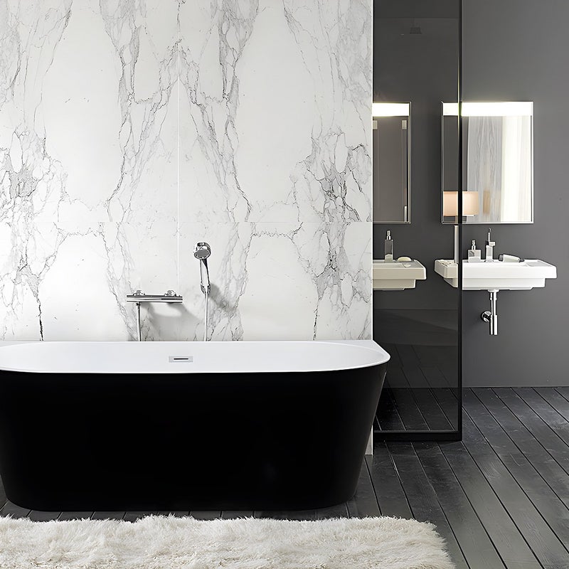 Wanna wolnostojąca przyścienna – DIVINA – 245 l – 170 × 75 × 58 cm – kolor czarny