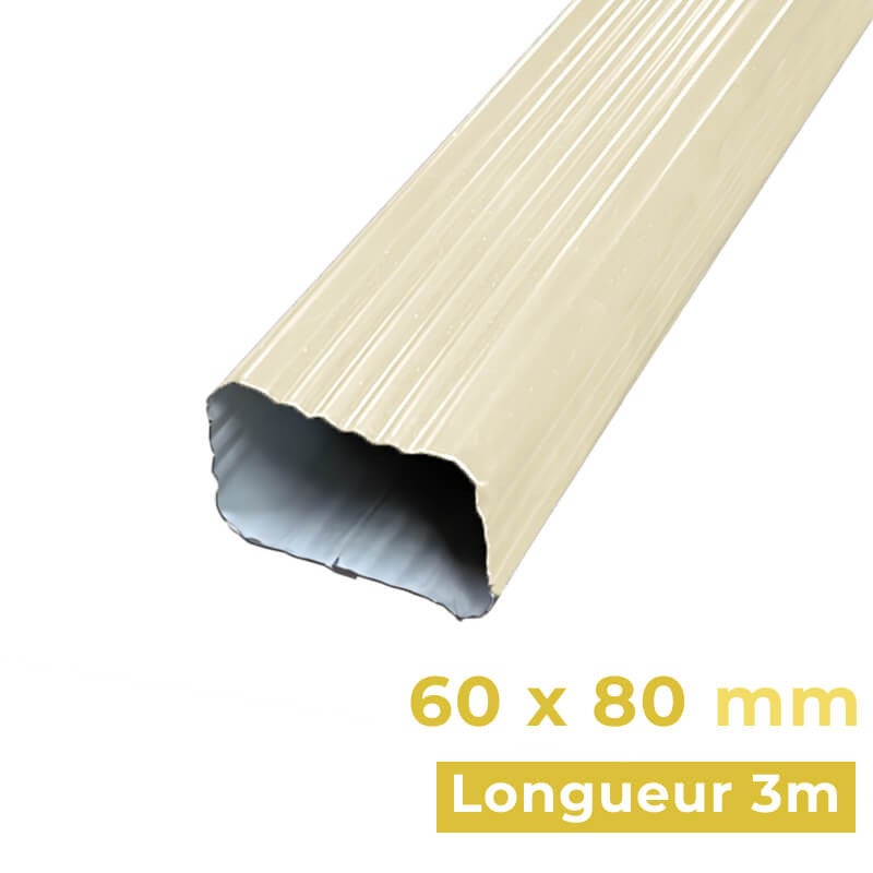 Kit évacuation eaux pluviales aluminium 60×80 mm – boîte à eau + descente 3 m – fixation incluse – maison plain-pied – ton pierre - 4