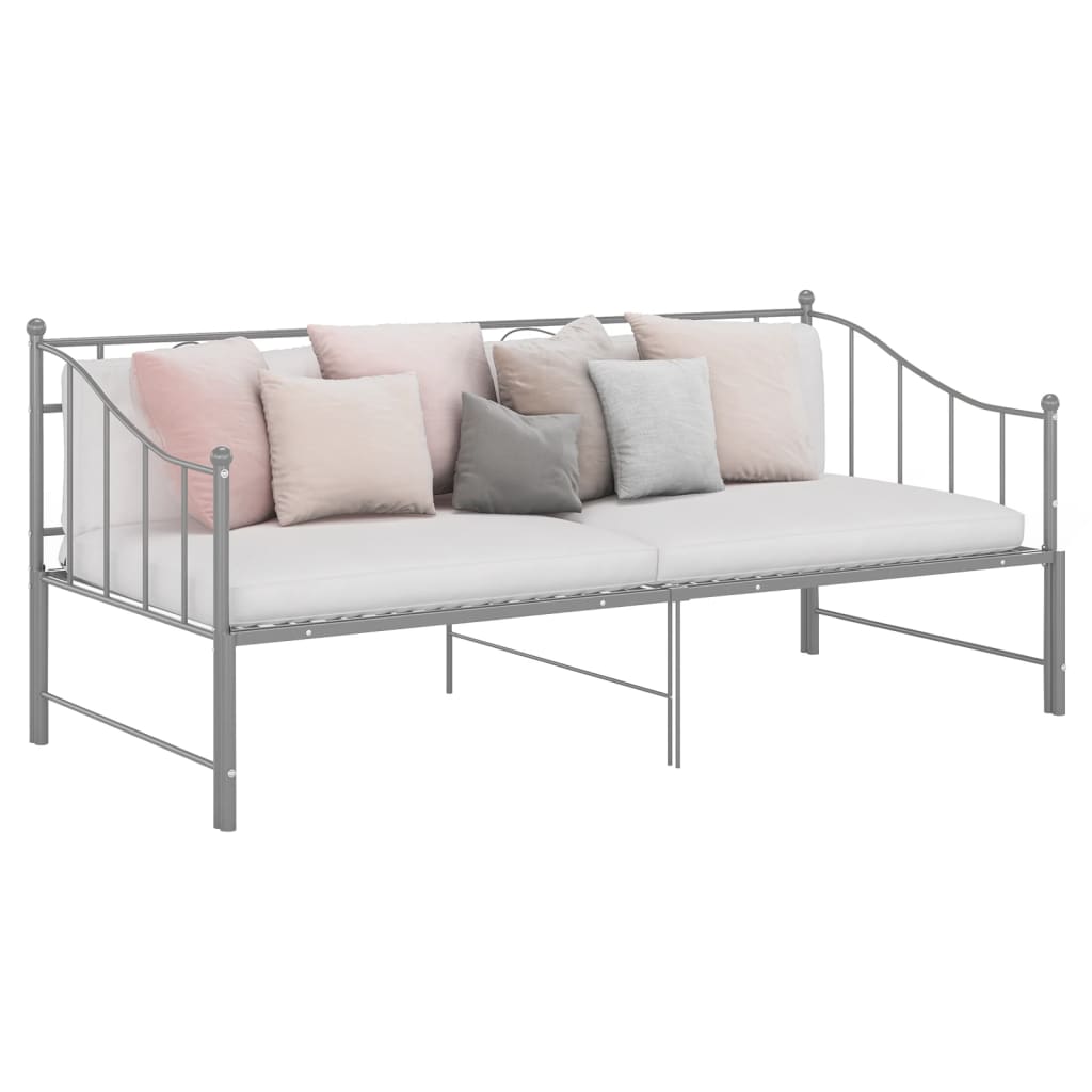 Sofa z wysuwaną ramą łóżka, szara, metalowa, 90x200 cm vidaXL