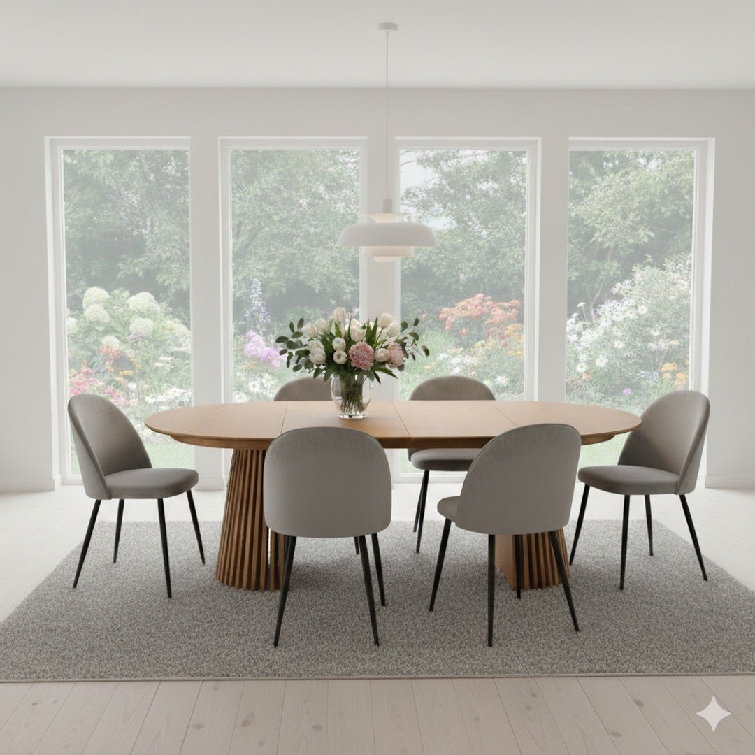 Tokyo stół do jadalni zawiera 2 dodatkowe blaty Ø120x120-160-200cm dąb fornir. - 6