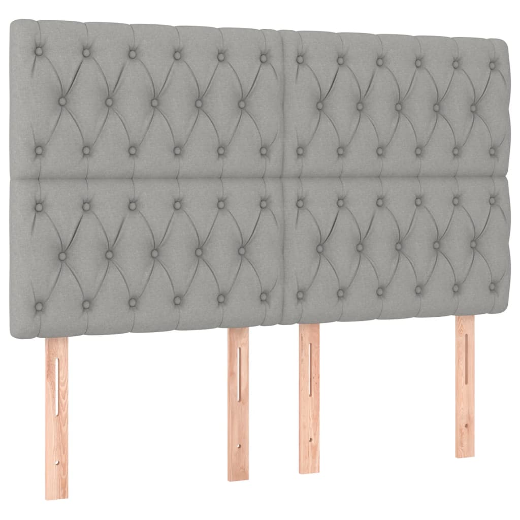 Cadre de lit sans matelas gris clair 140 x 200 cm tissu - 9
