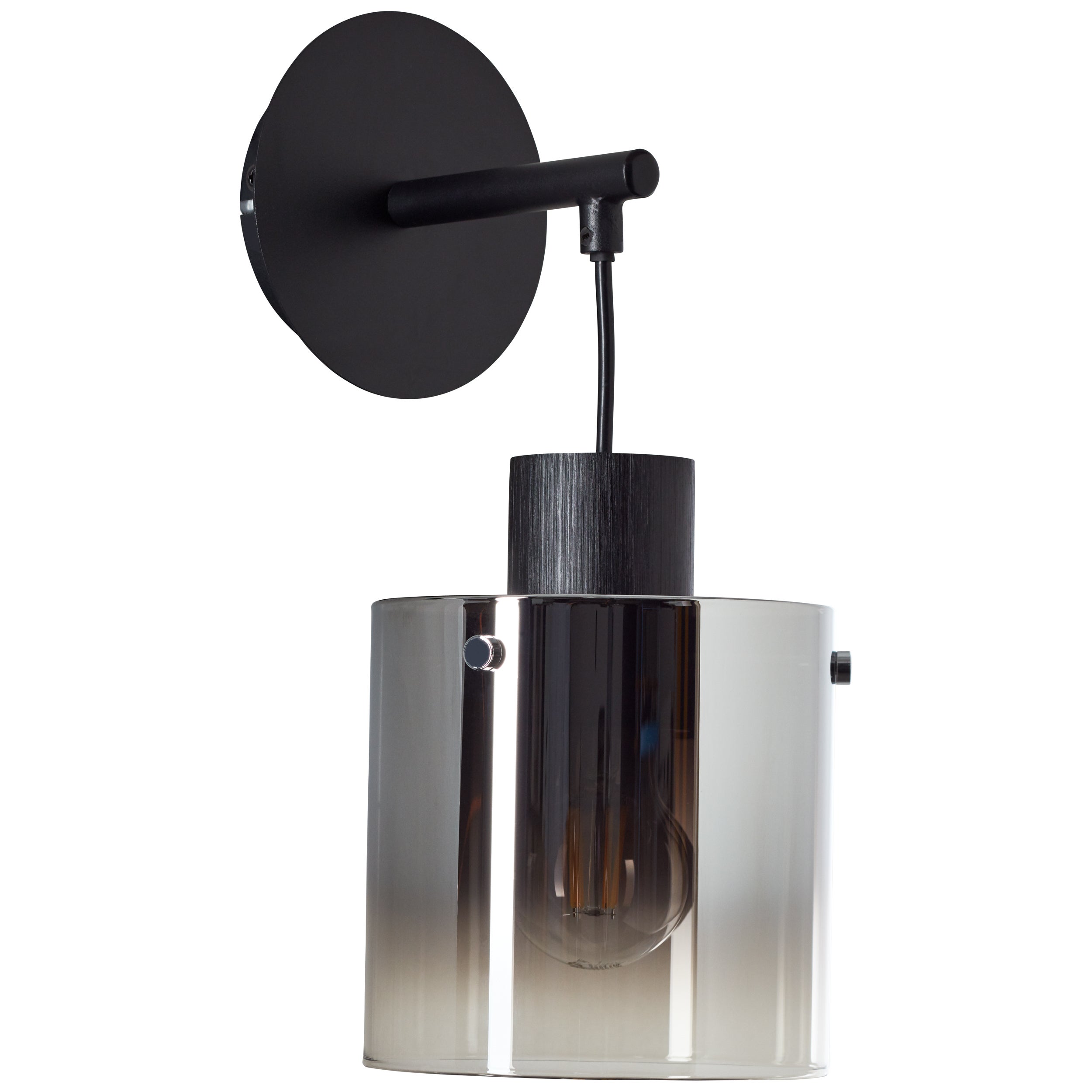 Brilliant lampa ścienna Simonis czarny/dymione szkło czarne aluminium 1x A60, E27, 52 W - 2