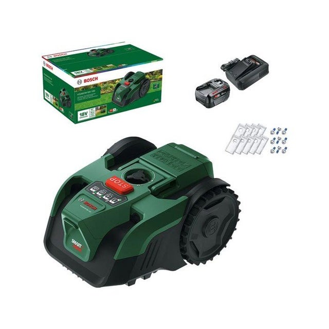 Robot tondeuse sans fil Bosch VisiMow 18V 200 kit 5Ah batterie 18 cm