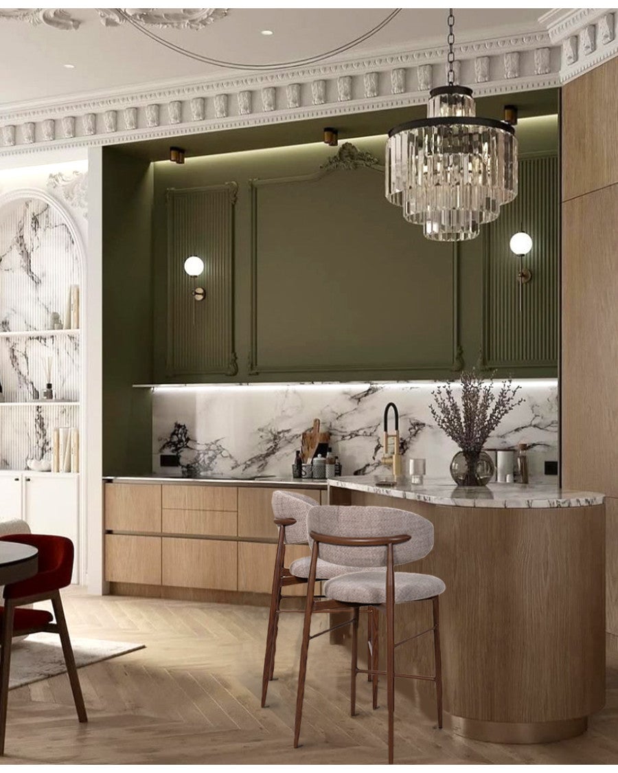 Kerin - Chaise de bar en tissu et pieds métal - 2