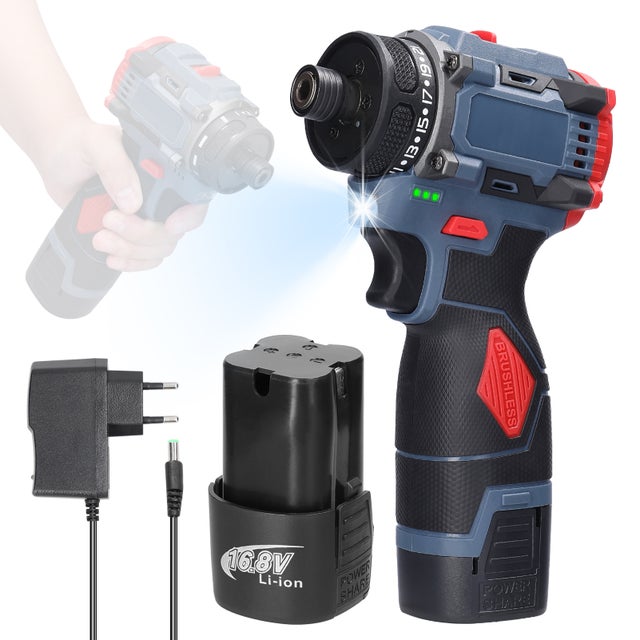 Tournevis électrique multifonctionnel 16,8 V, couple de 21 Nm, moteur sans balais, tournevis pratique adapté à l'installation d'appareils ménagers