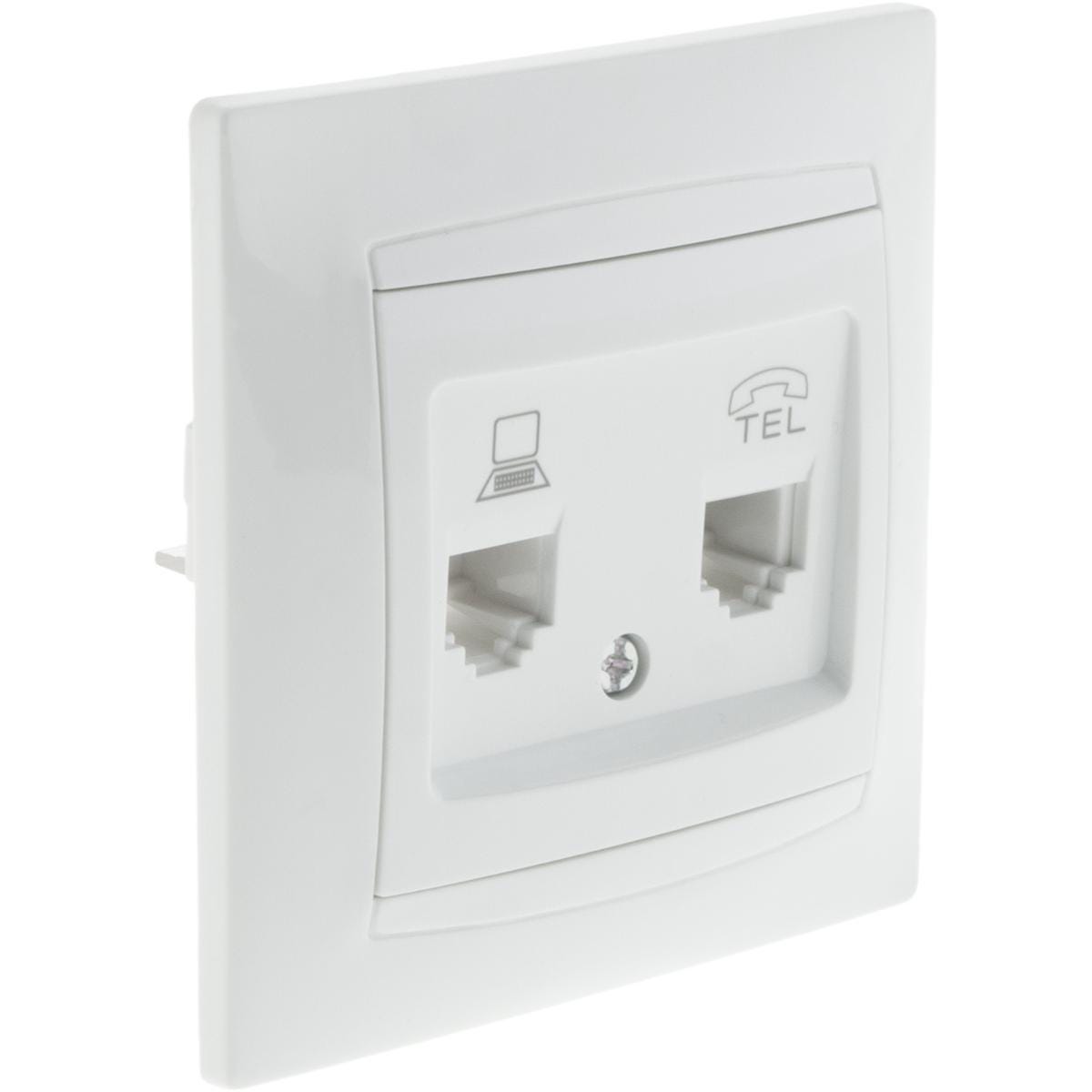 Prise RJ11 + RJ45 encastrées Zyna - Blanc - Zenitech | Leroy Merlin