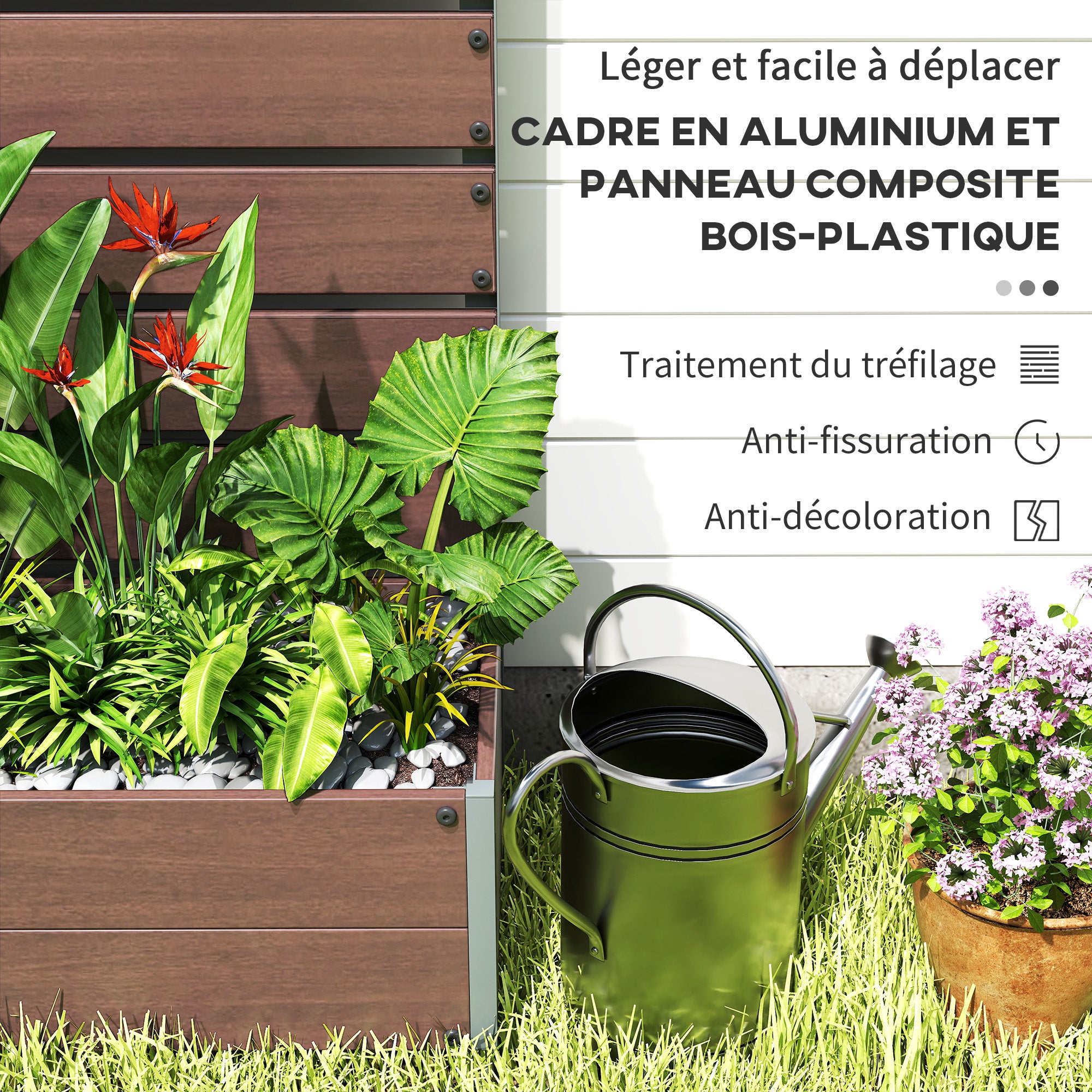 Jardinière avec treillis Panneau composite bois-plastique Outsunny - 5