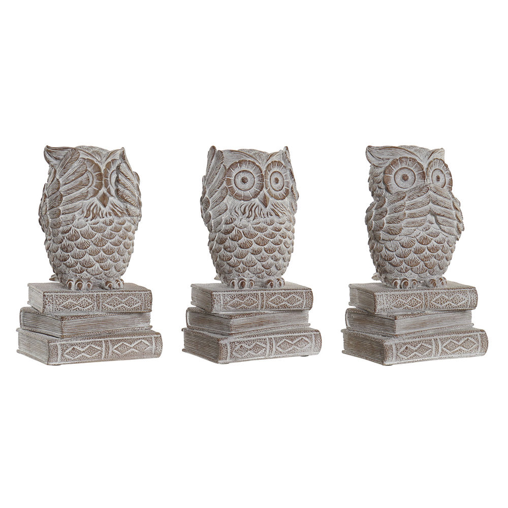 Figura decorativa dkd home decor búho blanco 11 x 11 x 20 cm decapé (3 unidades) 8424001813261 s3026948 dkd home decor